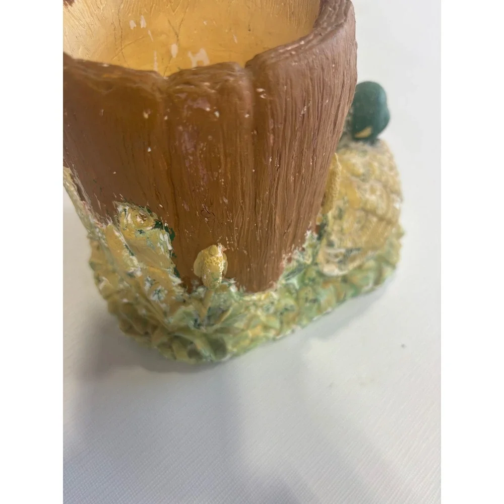 Mallard‎ Duck Tree Stump Planter Pencil Holder Rustic Cabin Decor 7 Inch